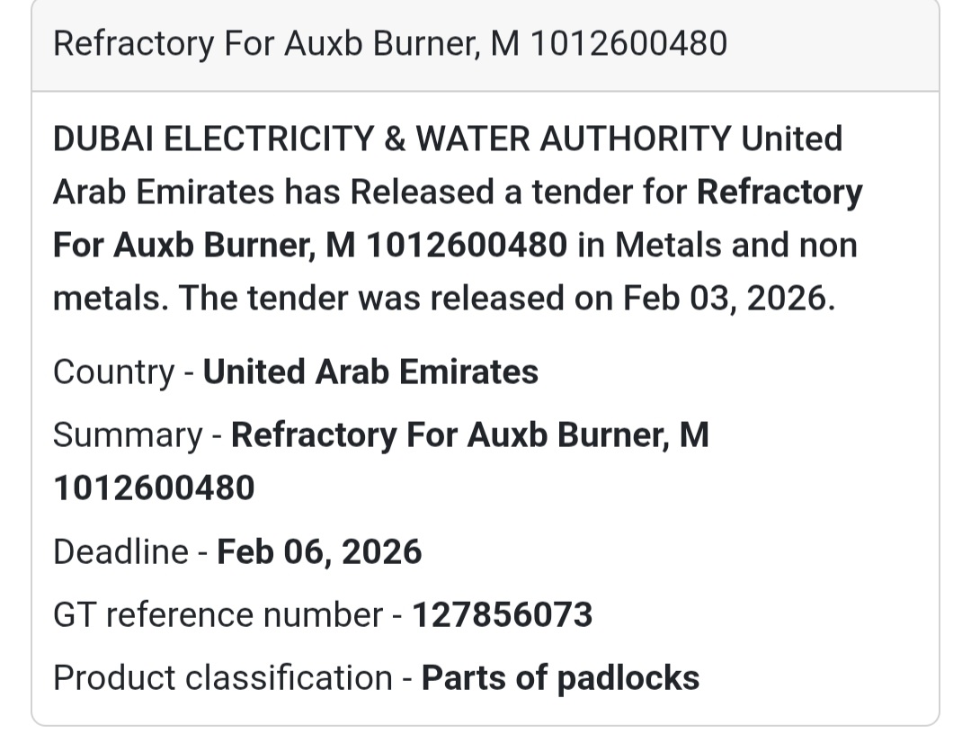 🔥 Refractory for Auxb Burner (M) Metals & Non-Metals | UAE 🇦🇪