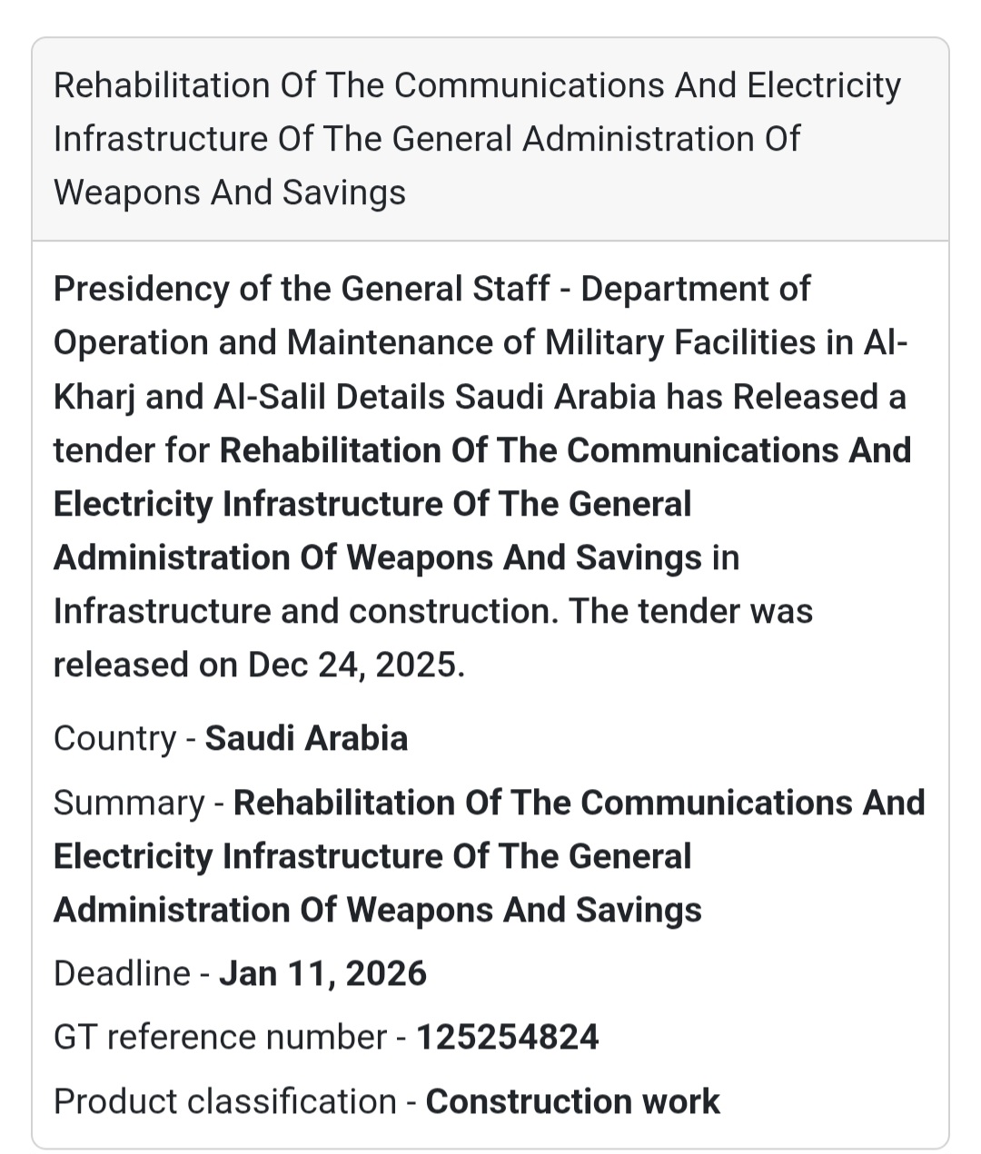 🏗️ Rehabilitation of Communications & Electricity Infrastructure 🇸🇦