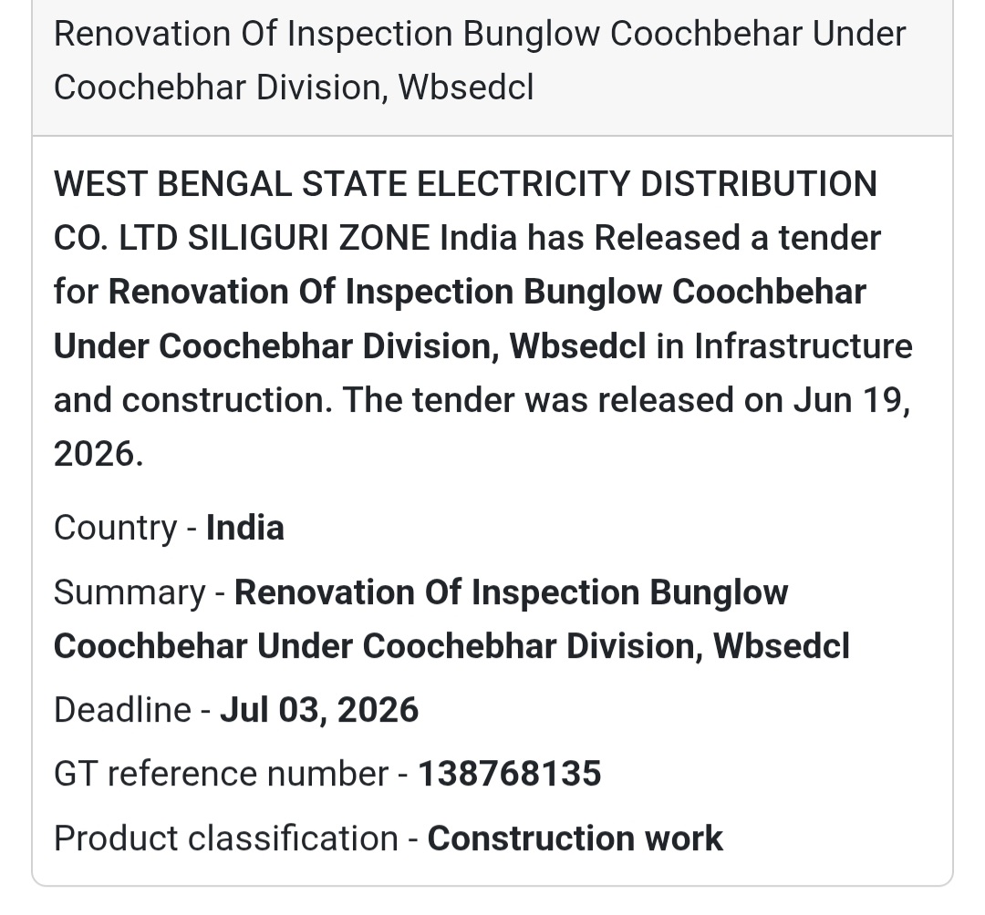 🏢 Renovation of Inspection Bungalow, Cooch Behar