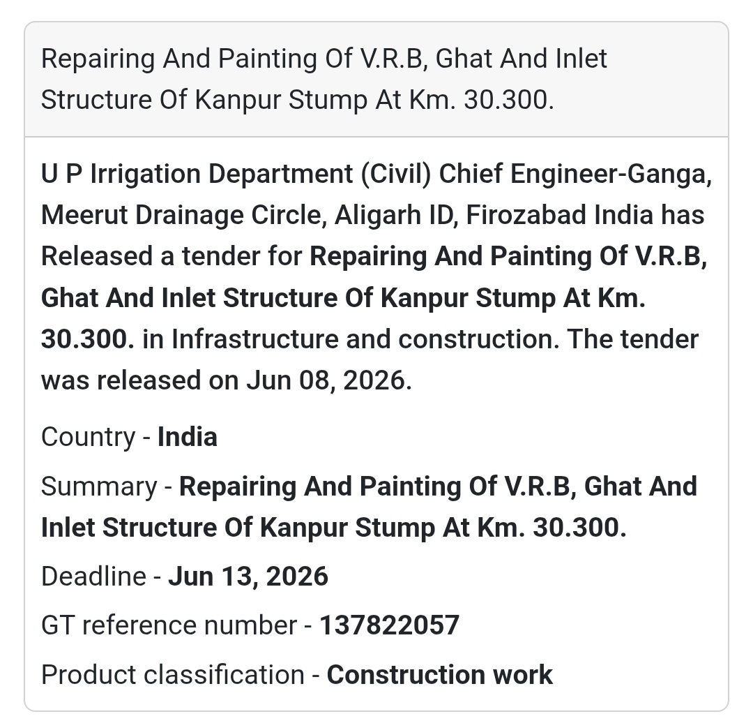 🏗️ Repair & Painting of VRB Structure Tender | Firozabad 📍Uttar Pradesh