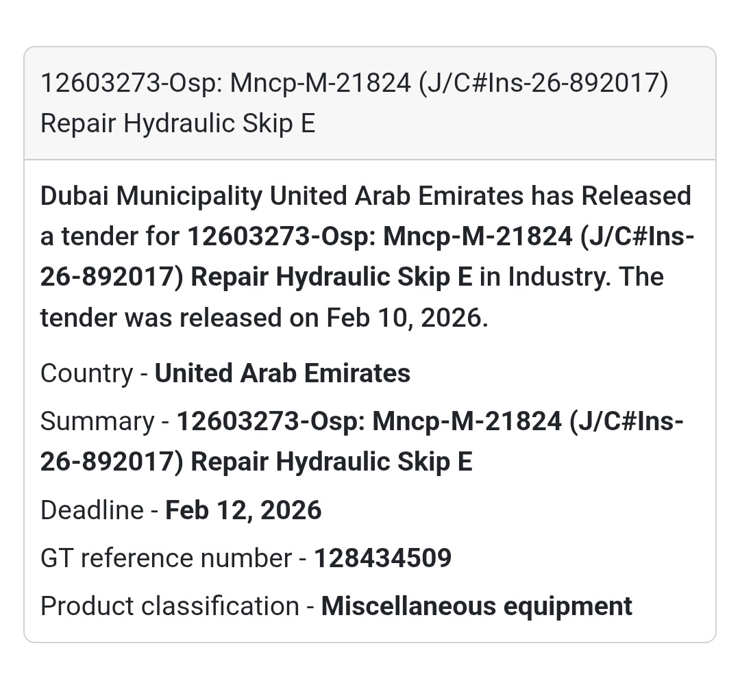 🔧 Repair Tender | 12603273-Osp