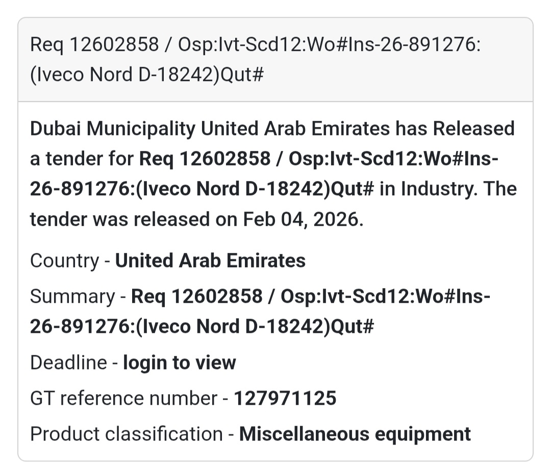 🚛 Req 12602858 – Iveco Nord (Quotation)