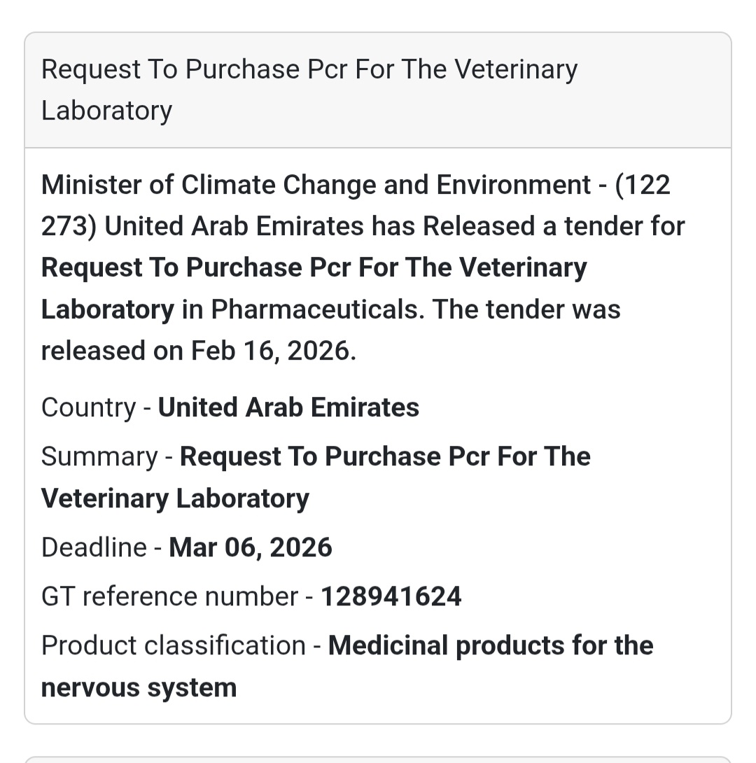 🧬 Request To Purchase PCR For The Veterinary Laboratory