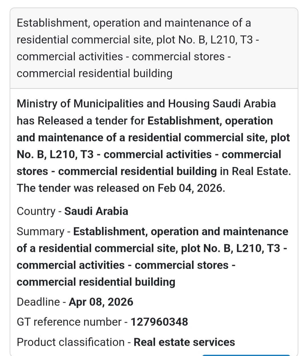 🏘️ Residential Commercial Site – Plot B, L210 (T3)