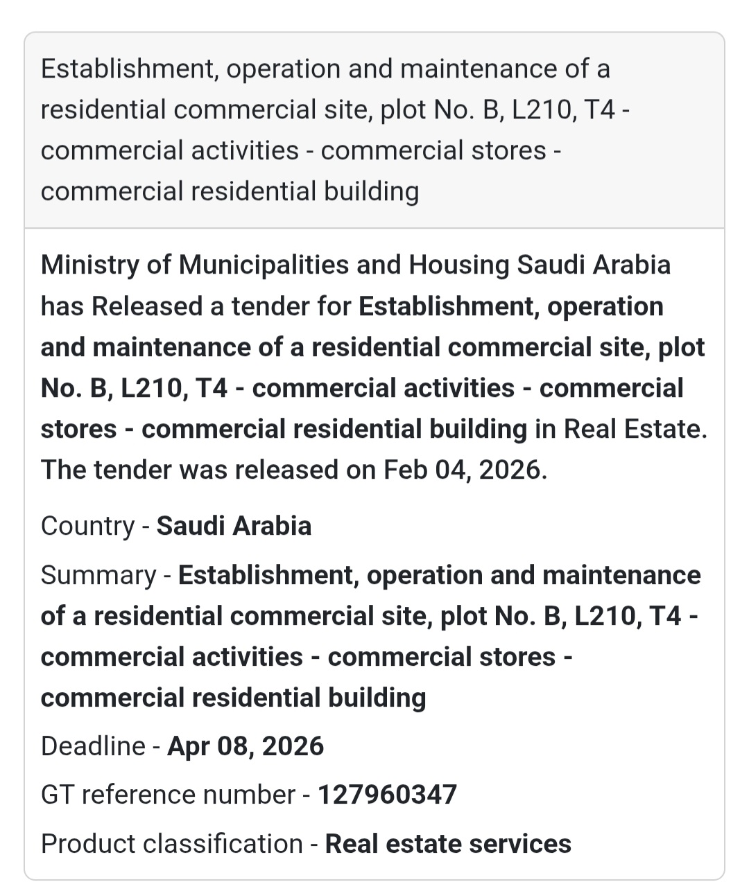 🏘️ Residential Commercial Site – Plot B, L210 (T4)