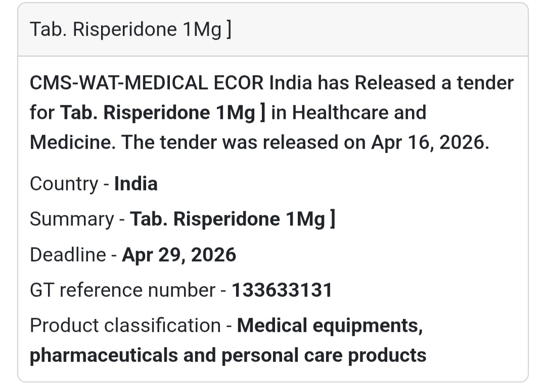 💊 Risperidone 1 mg Tablets Tender