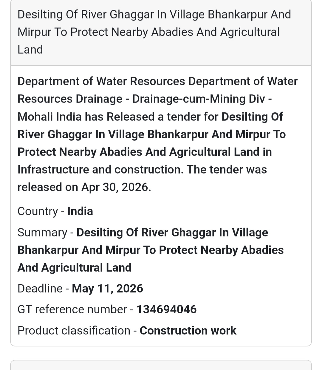 🌊 River Ghaggar Desilting Project (Bhankarpur & Mirpur)
