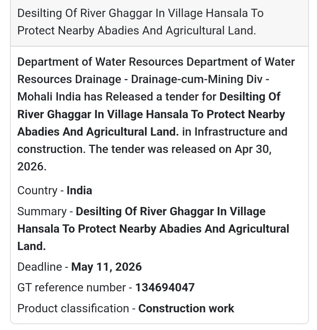 🌊 River Ghaggar Desilting Project (Hansala)
