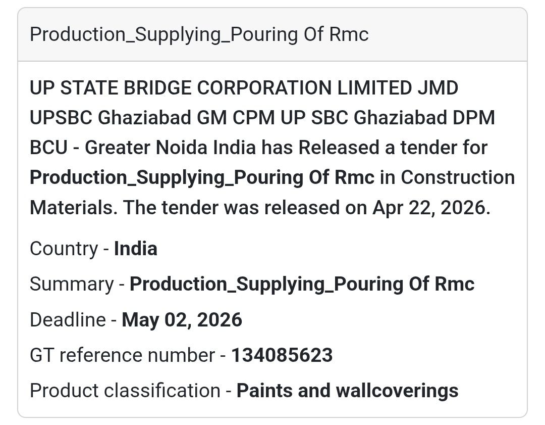 🏗️ RMC Supply Work – Greater Noida