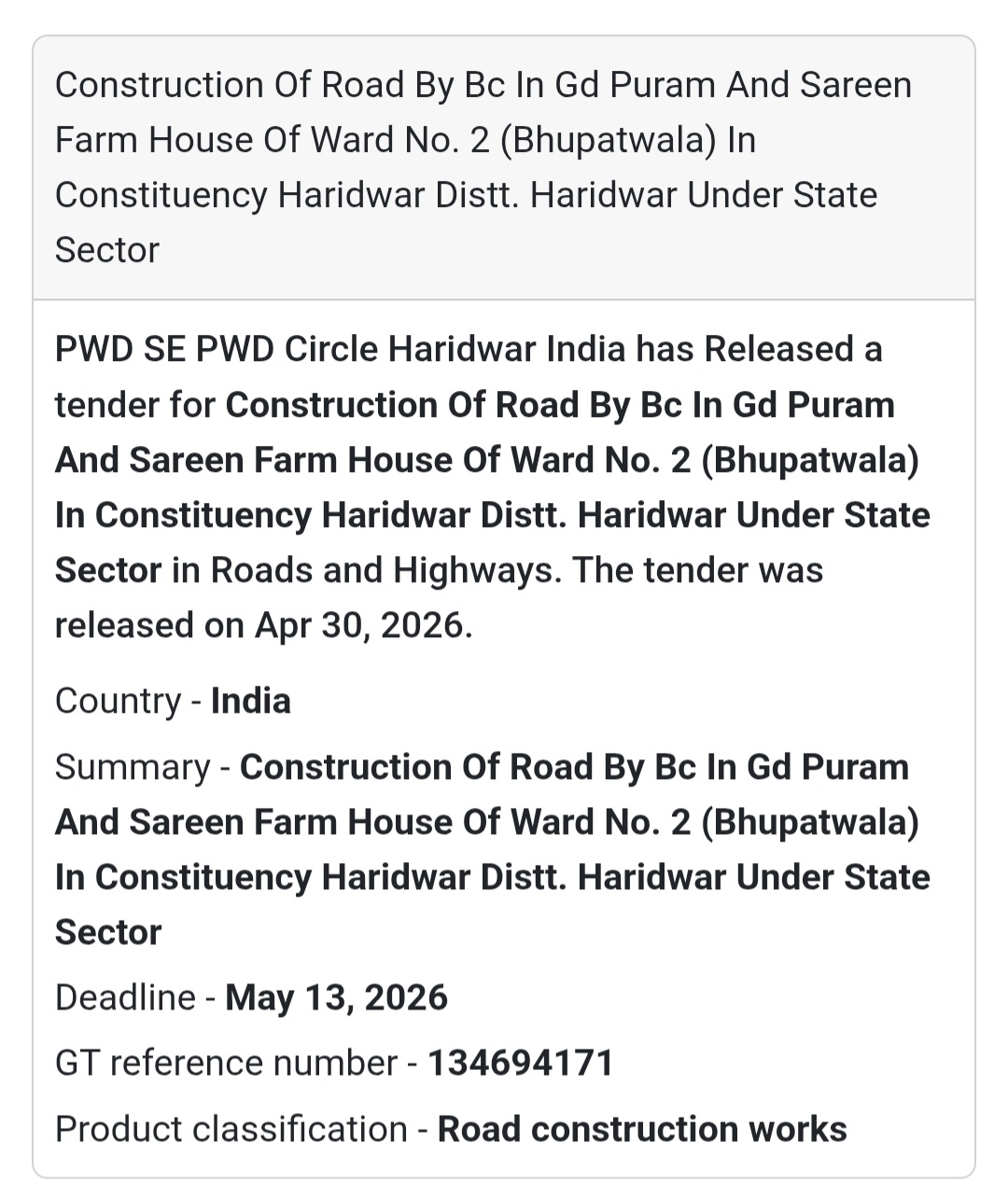 🛣️ Road Construction – Haridwar
