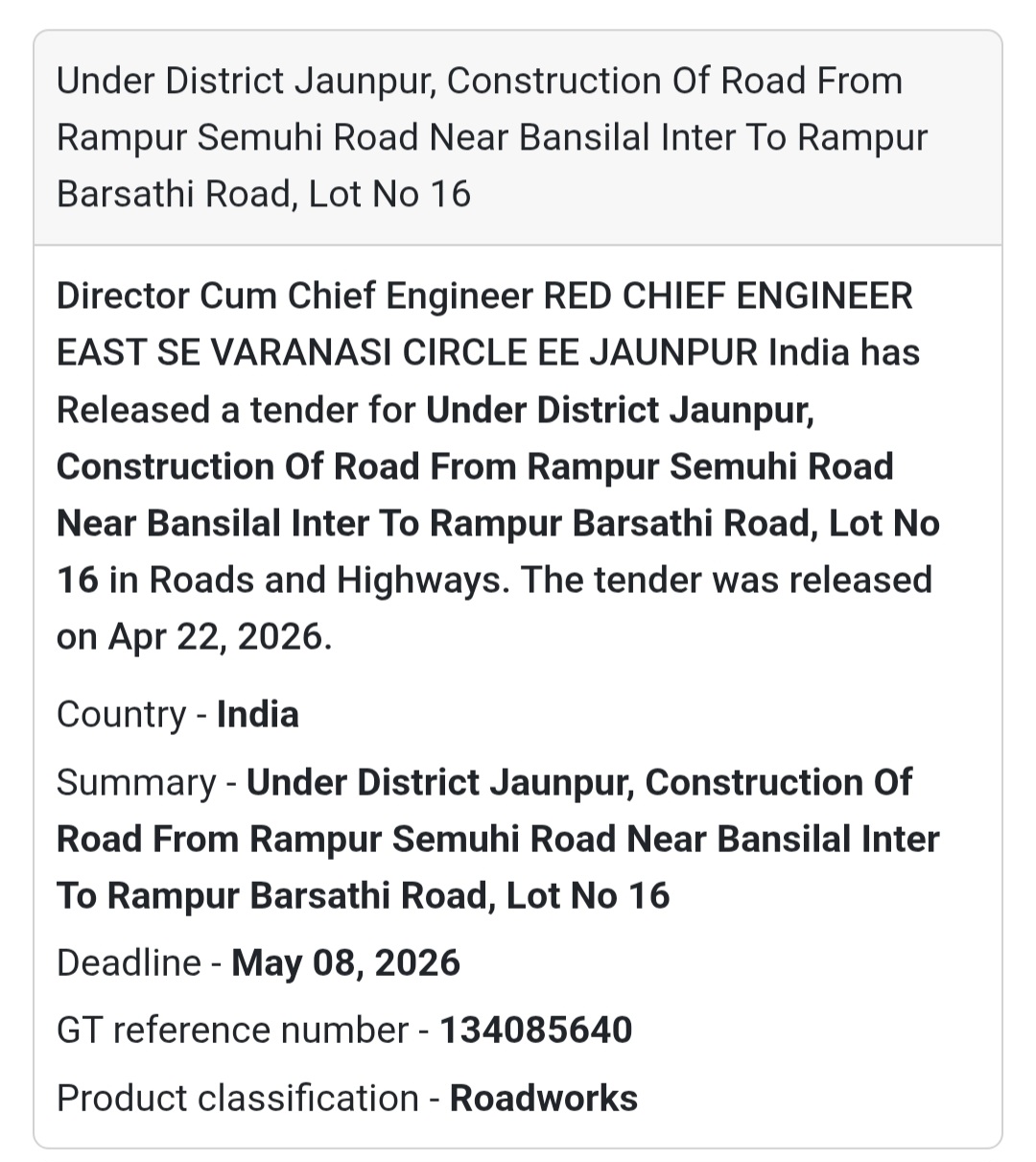 Road Construction – Jaunpur (Lot 16)