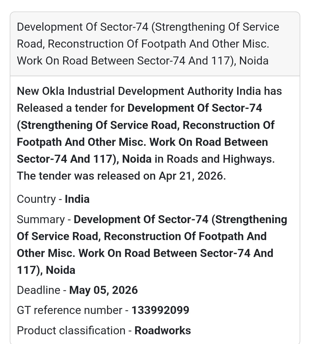 🛣️ Road Development Work – Noida