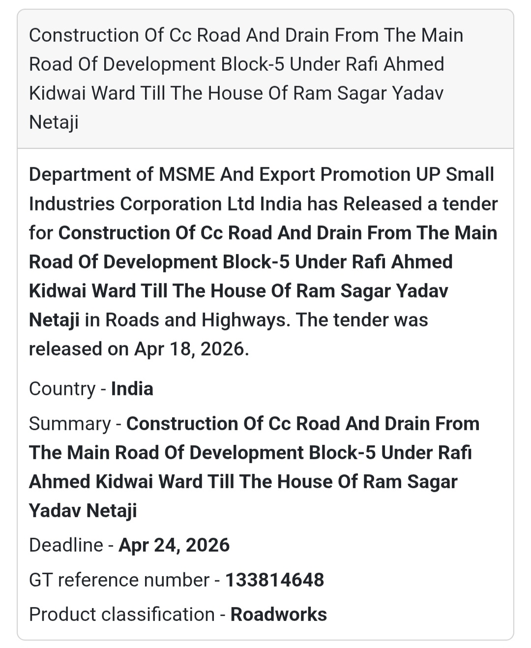 🛣️ Road & Drain Work – Development Block-5
