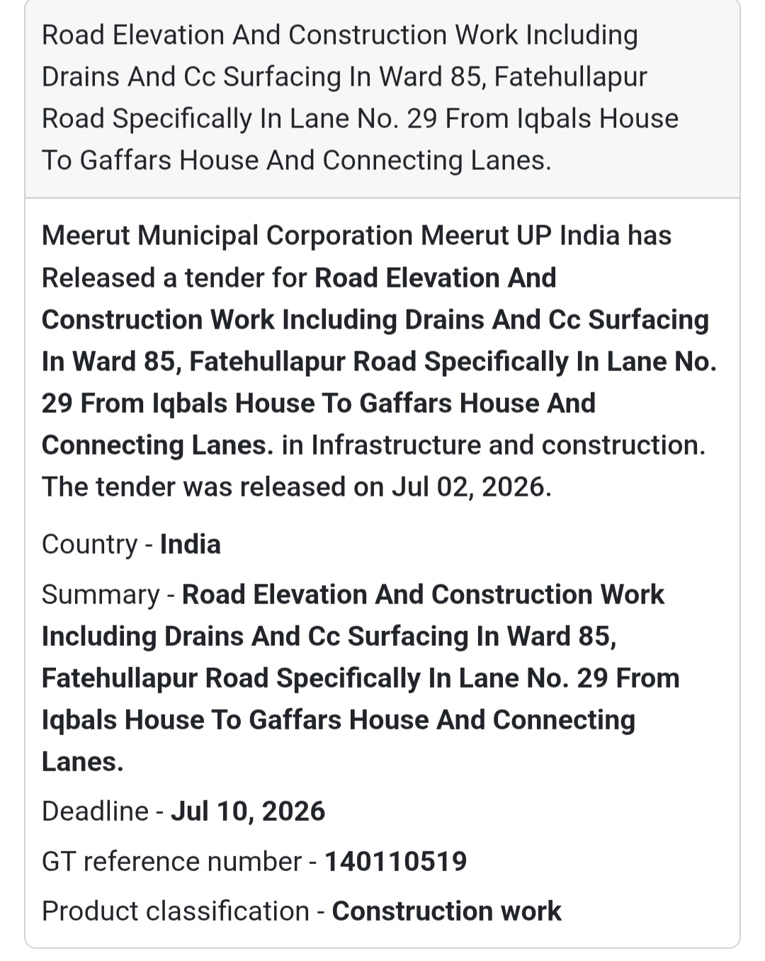 🛣️ Road Elevation, Drain & C.C. Surfacing Work in Ward 85 | 📍Meerut, Uttar Pradesh