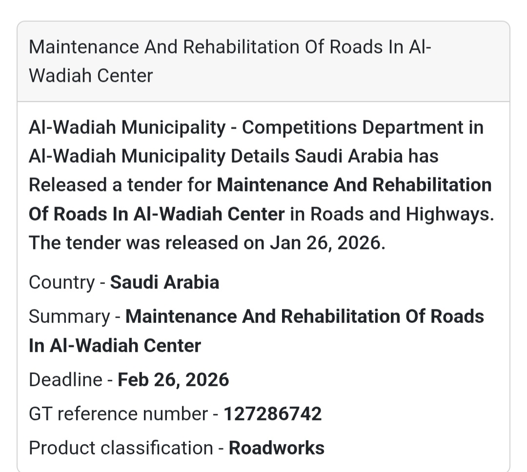 🛣️ Road Maintenance & Rehabilitation – Al-Wadiah