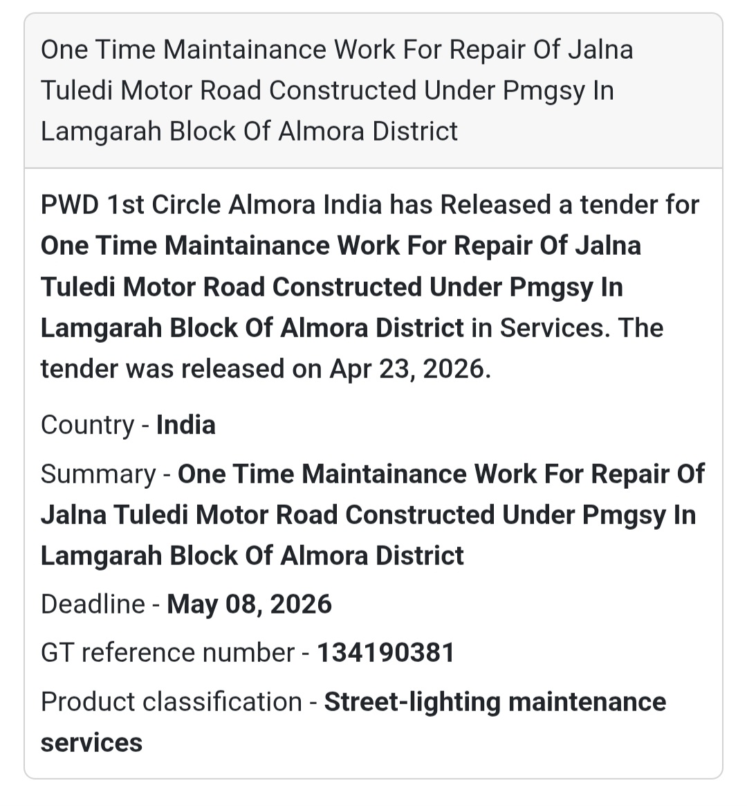 🛣️ Road Maintenance Work – Almora