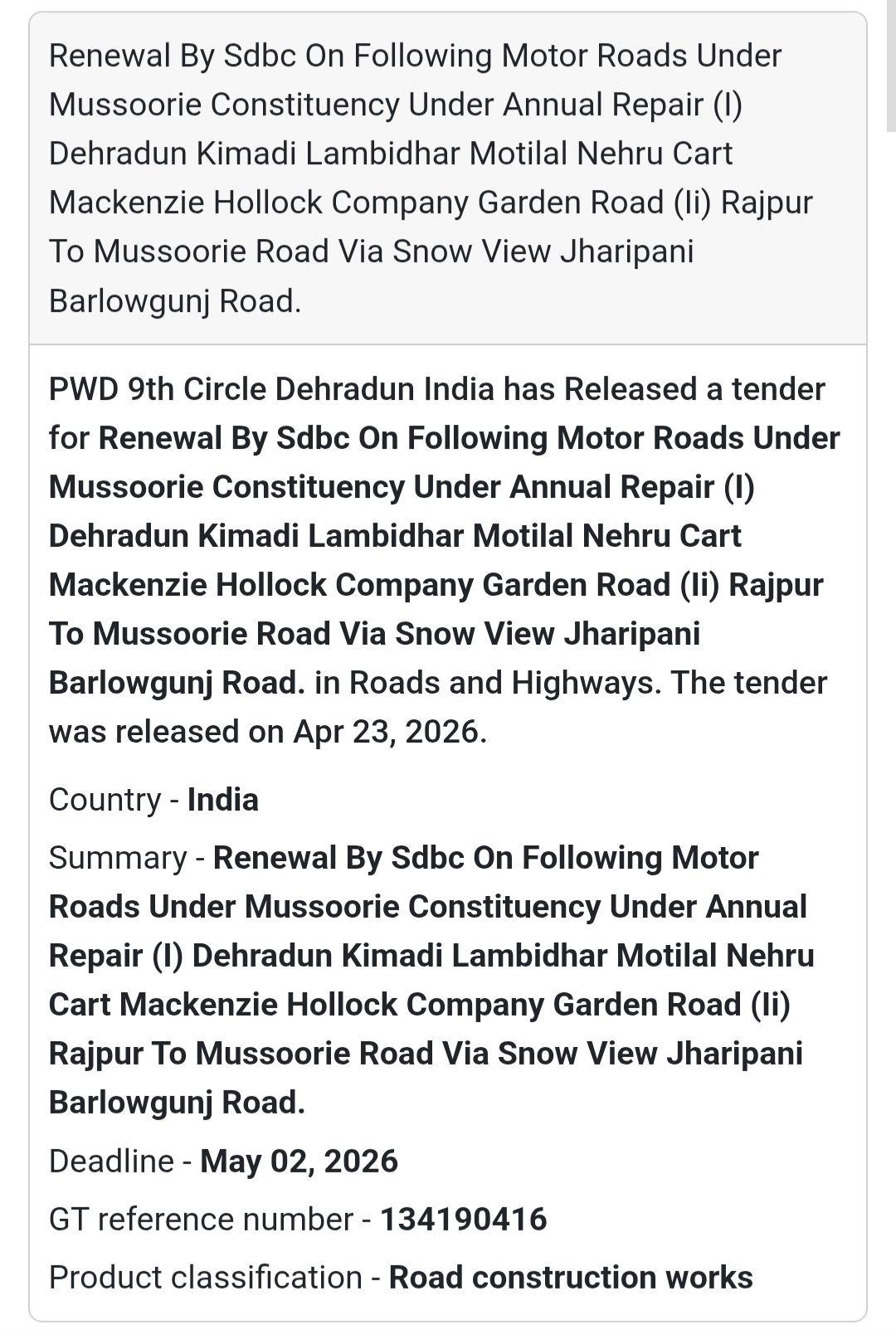 🛣️ Road Renewal Work – Dehradun