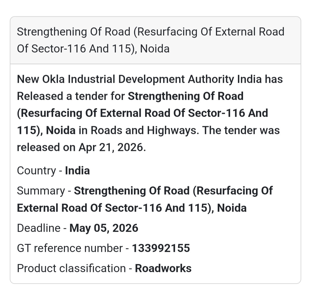 🛣️ Road Resurfacing Work – Noida (Sector 116 & 115)