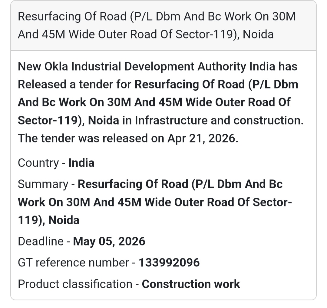 🛣️ Road Resurfacing Work – Noida