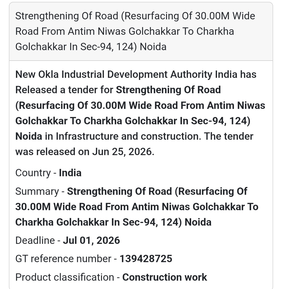 🛣️ Road Strengthening & Resurfacing (Sector 94–124) | Noida, Uttar Pradesh