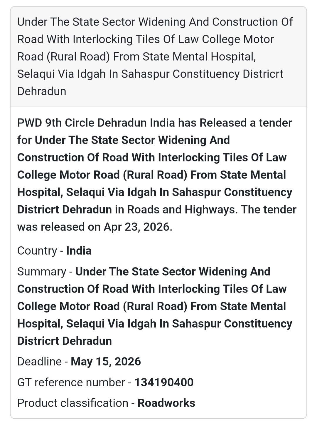 🛣️ Road Widening Work – Dehradun