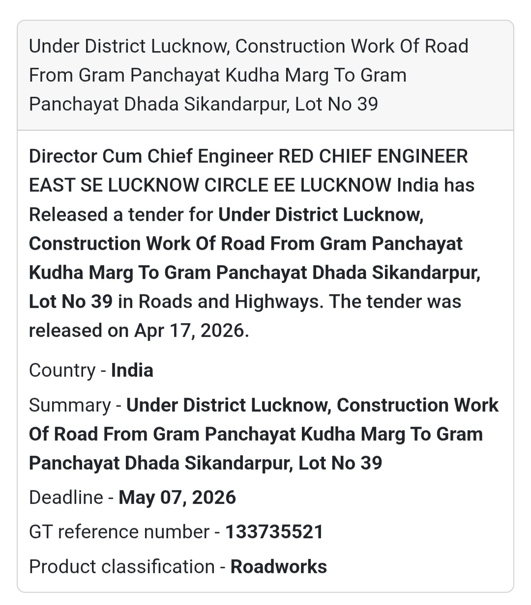🛣️ Road Work – Lucknow (Dhada Sikandarpur)