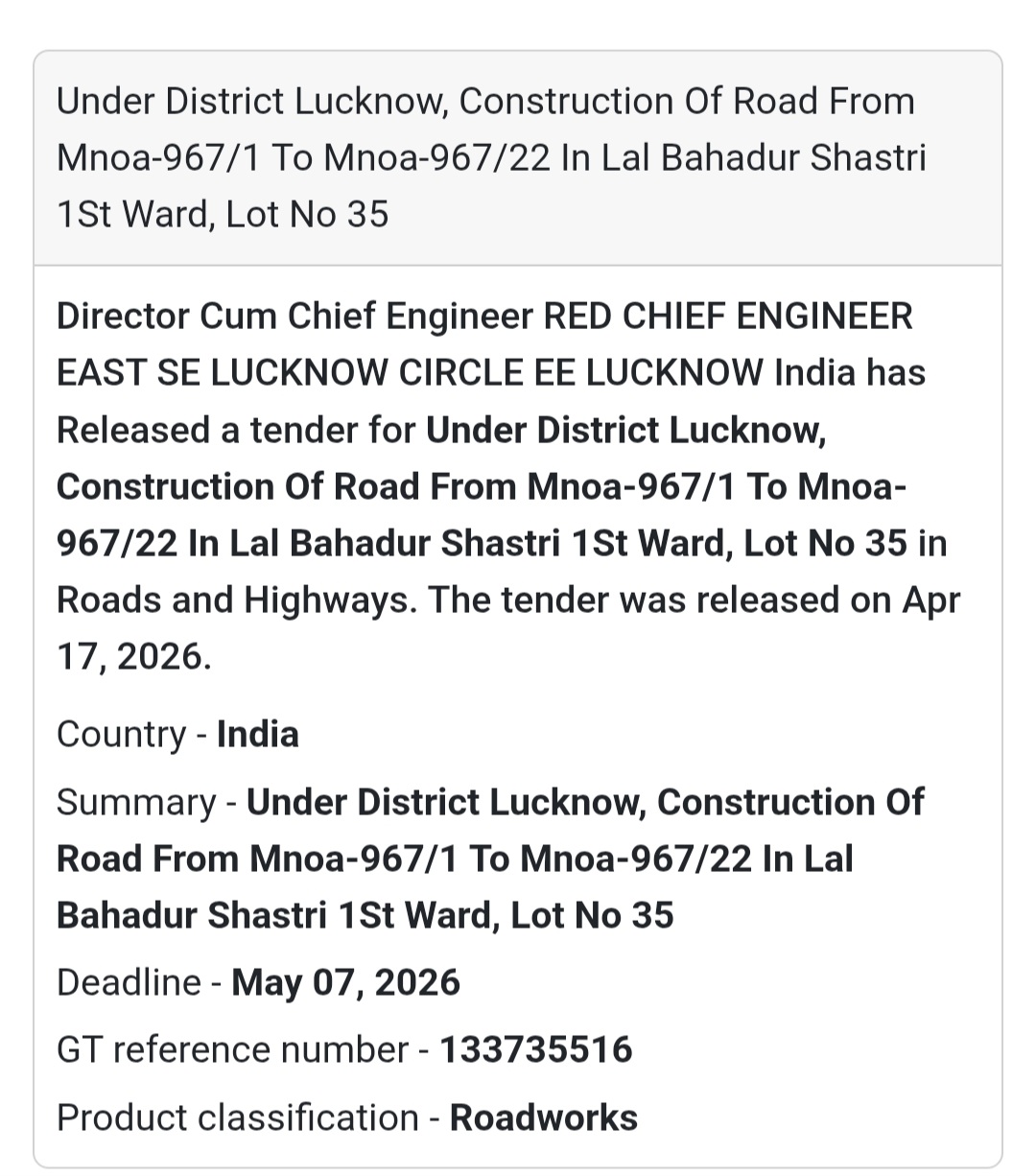 🛣️ Road Work – Lucknow (LBS Ward)