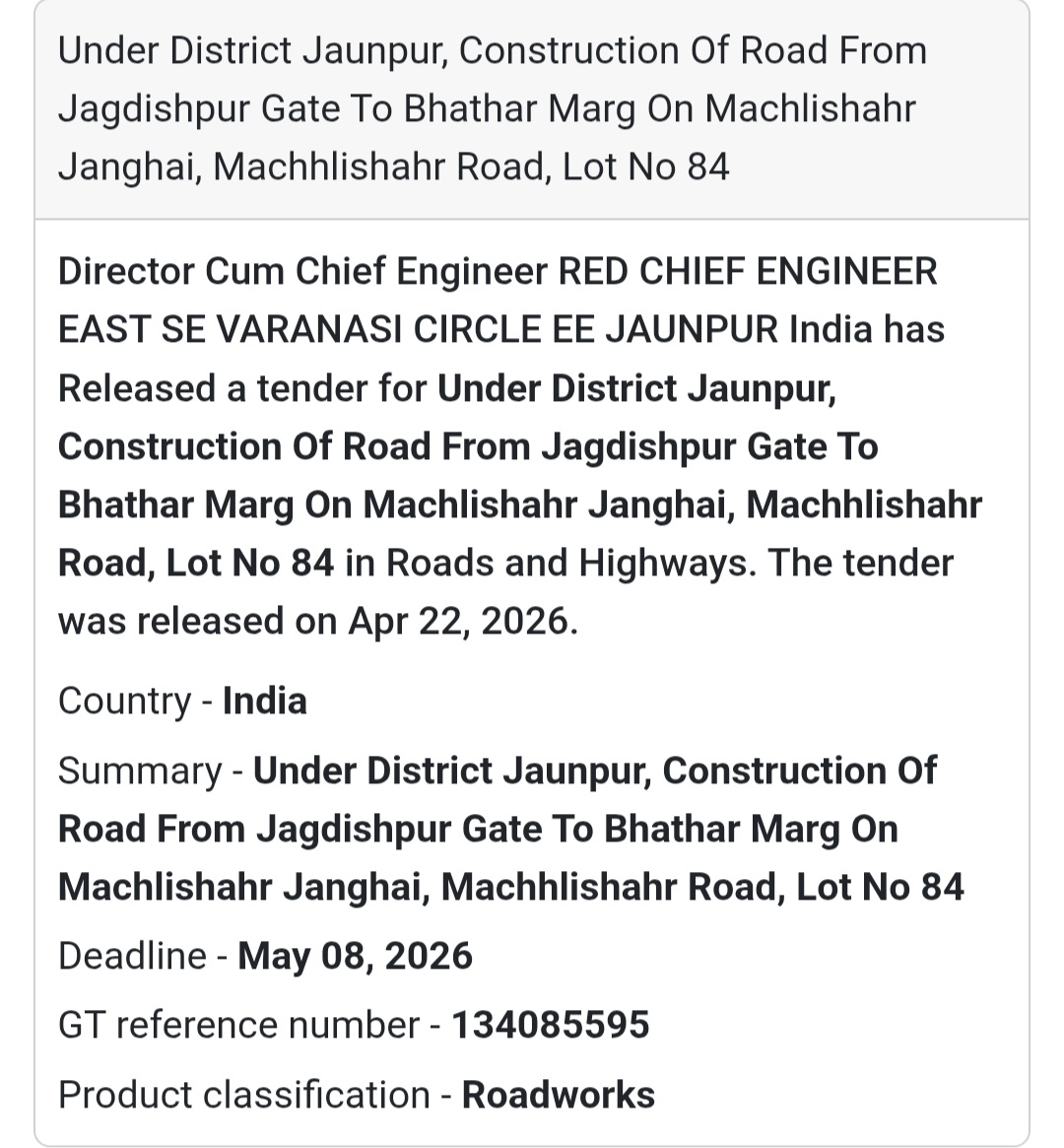 🛤️ Road Work – Machhlishahr Janghai (Lot 84)