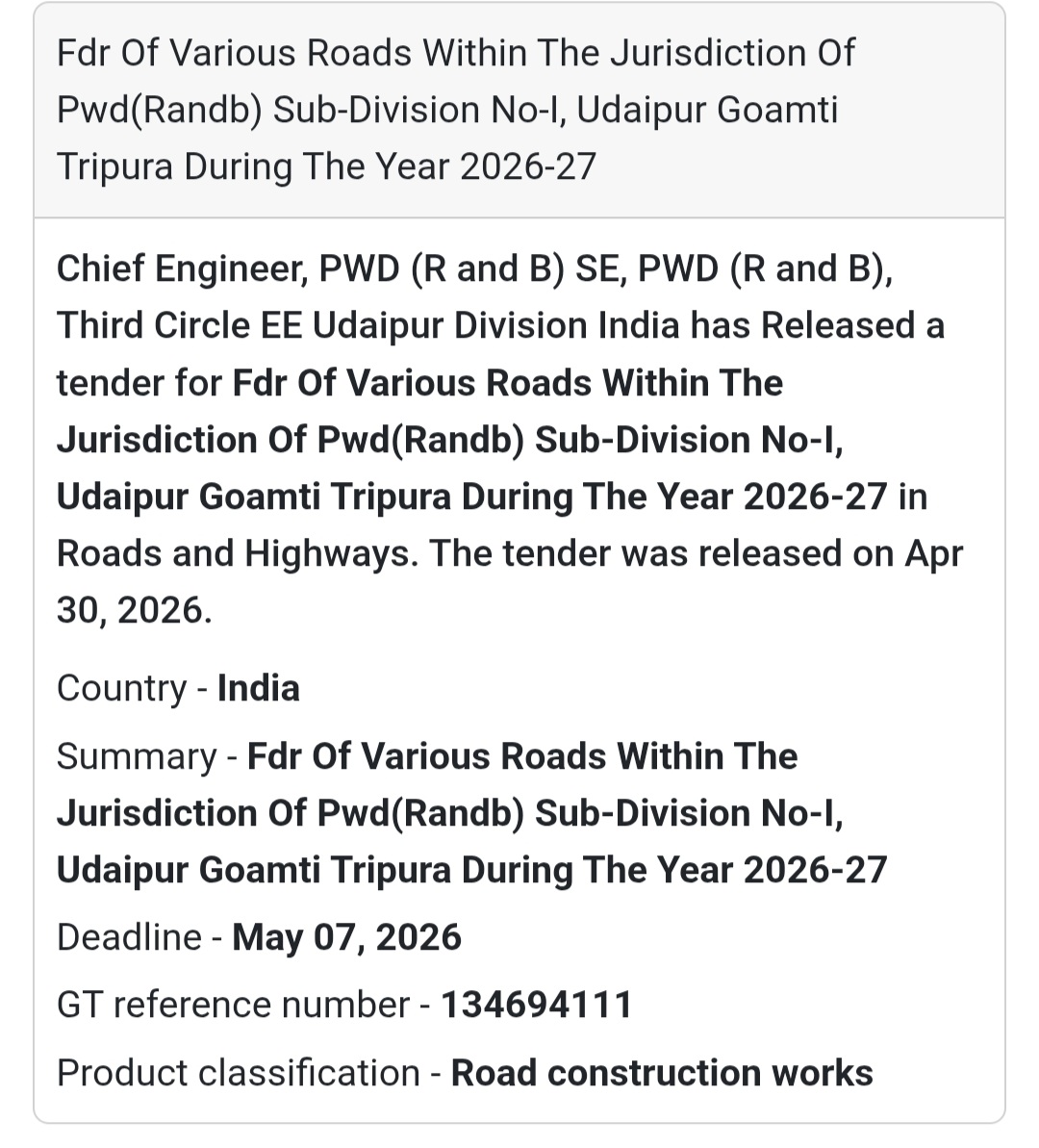 🛣️ Road Works – Udaipur (Multiple Roads)