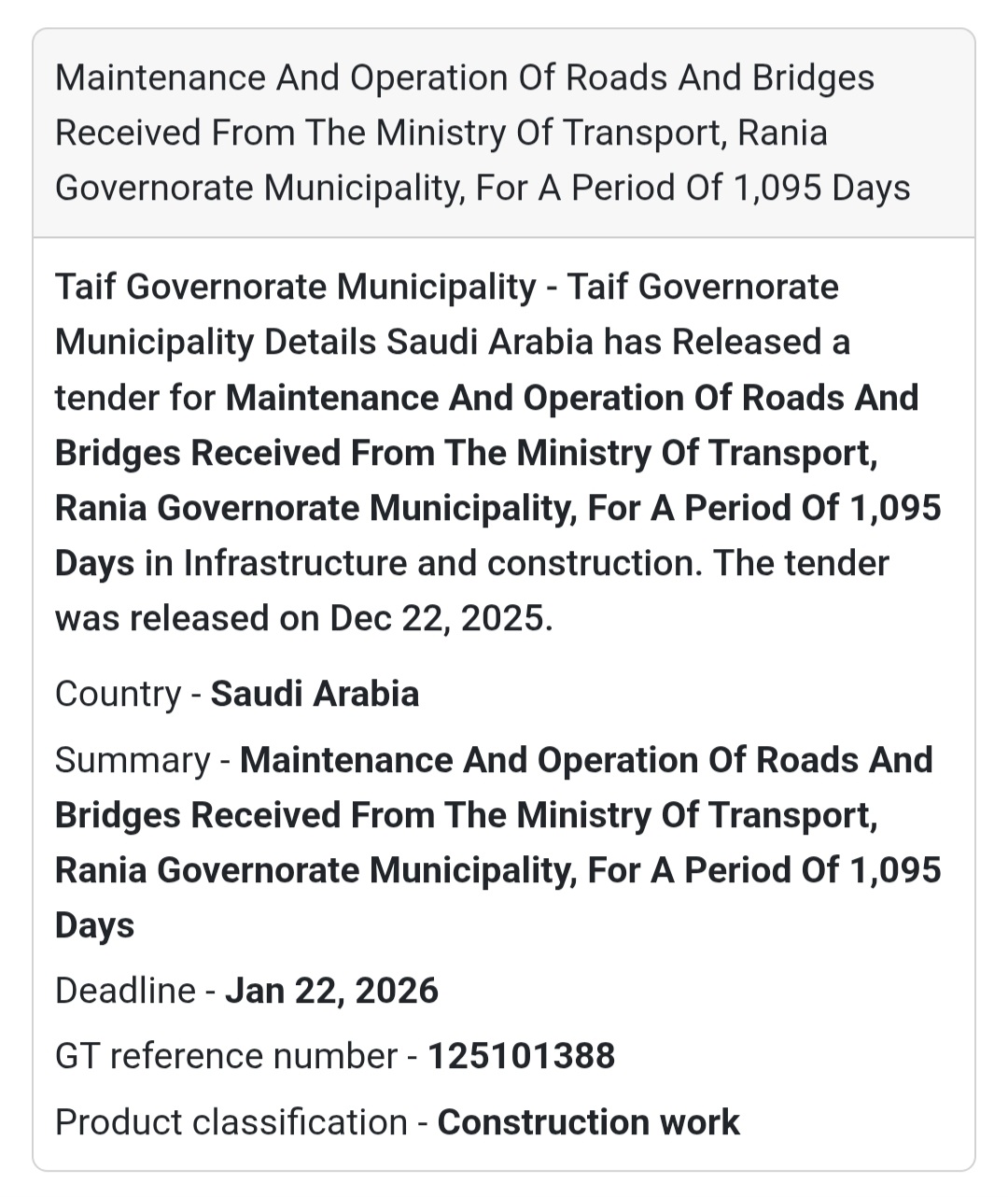 🛣️ Roads & Bridges O&M – Saudi Arabia 🇸🇦