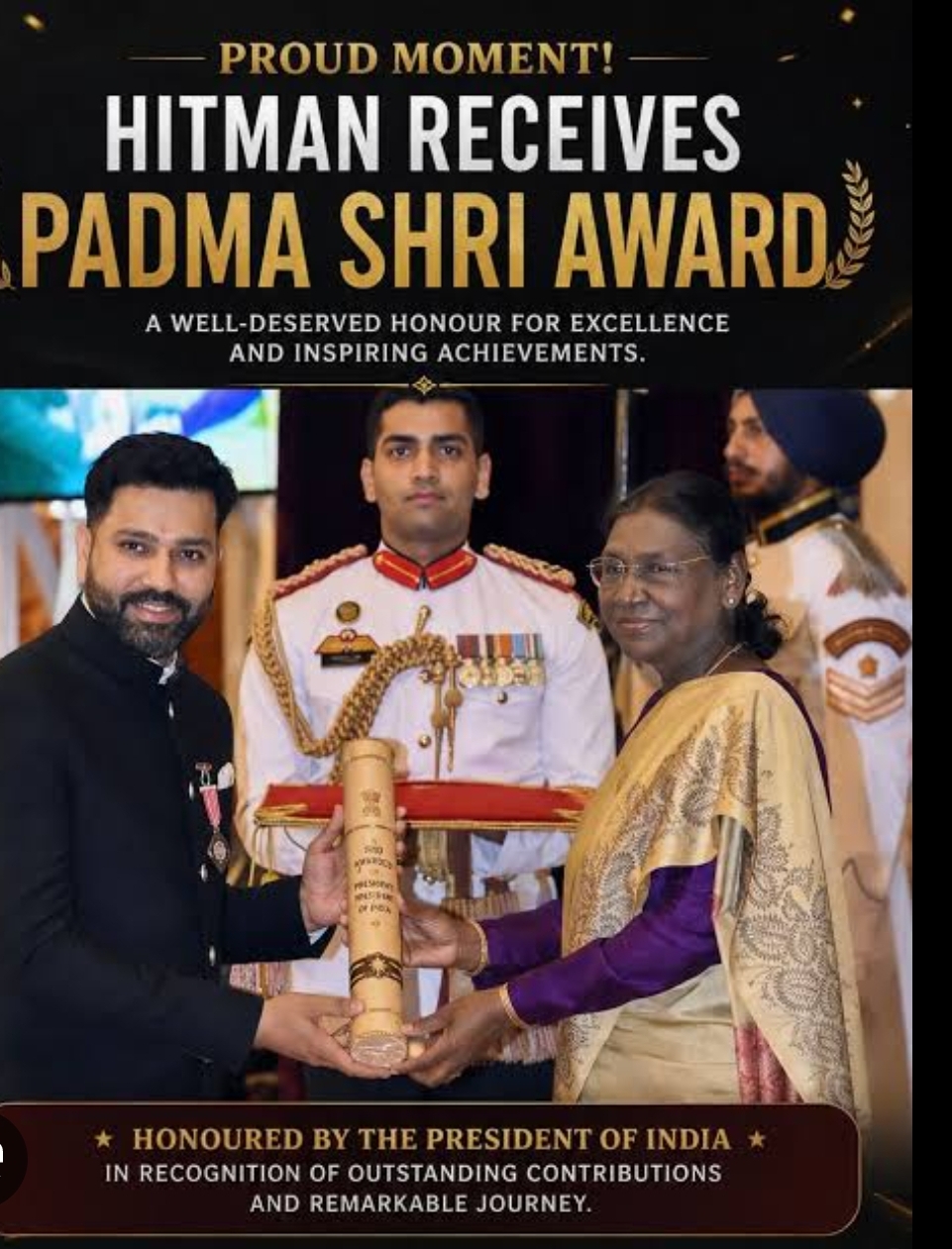 Rohit Sharma: was conferred with the Padma Shri