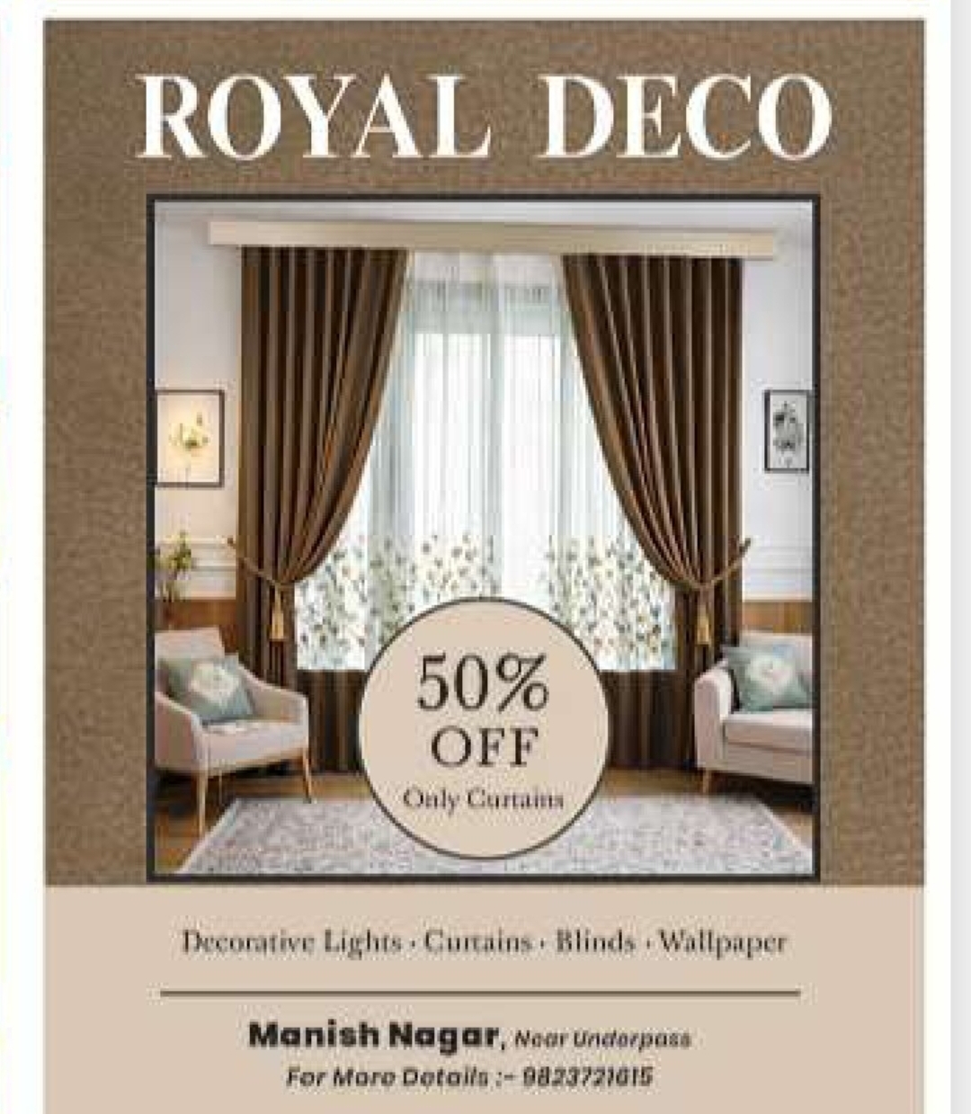 🏡 Royal Deco – 50% OFF on Curtains | Manish Nagar