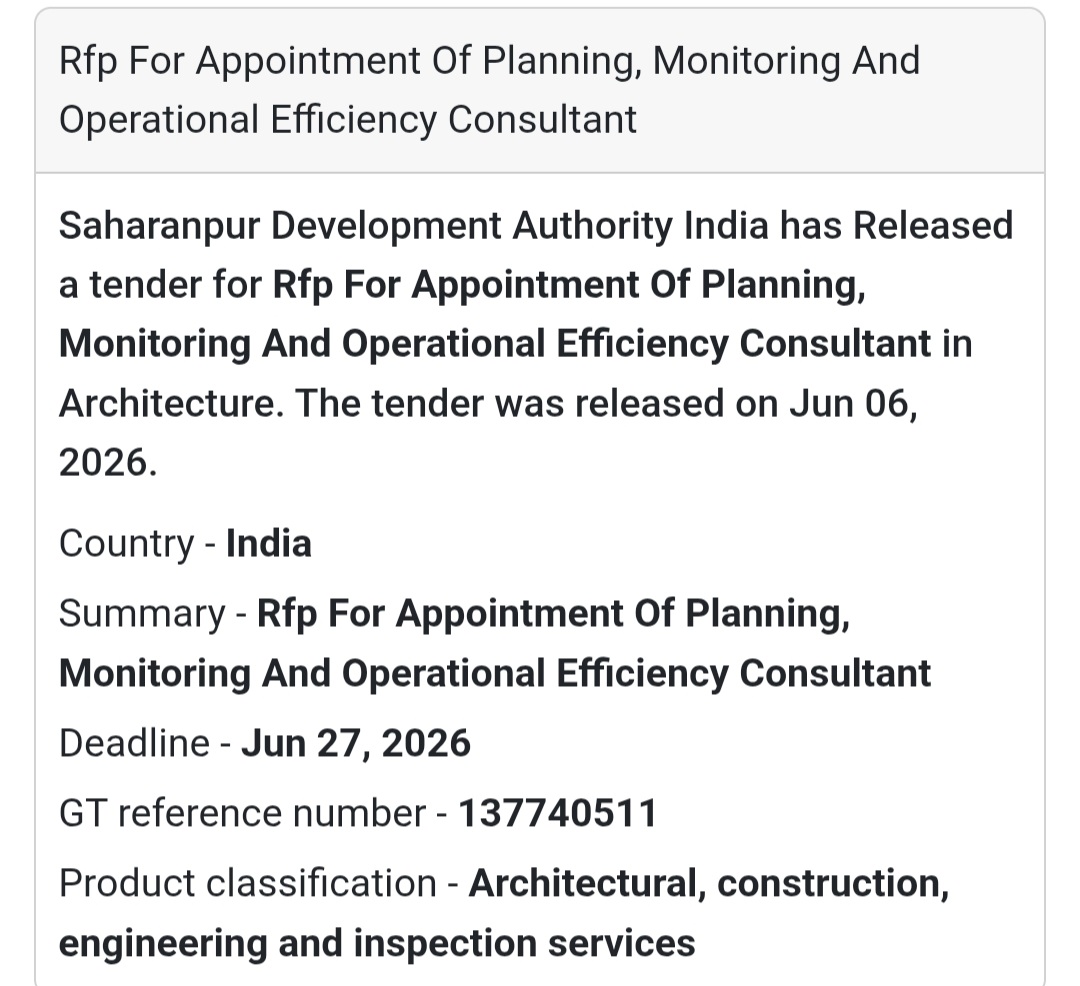 📊 Saharanpur, Uttar Pradesh | RFP for Planning & Operational Efficiency Consultant