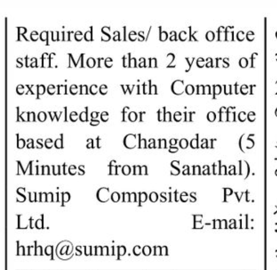 💼 Sales & Back Office Staff Required