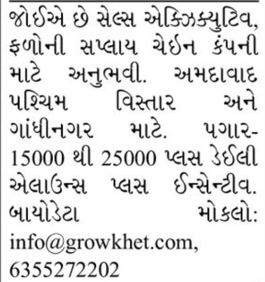 💼 Sales Executive Required