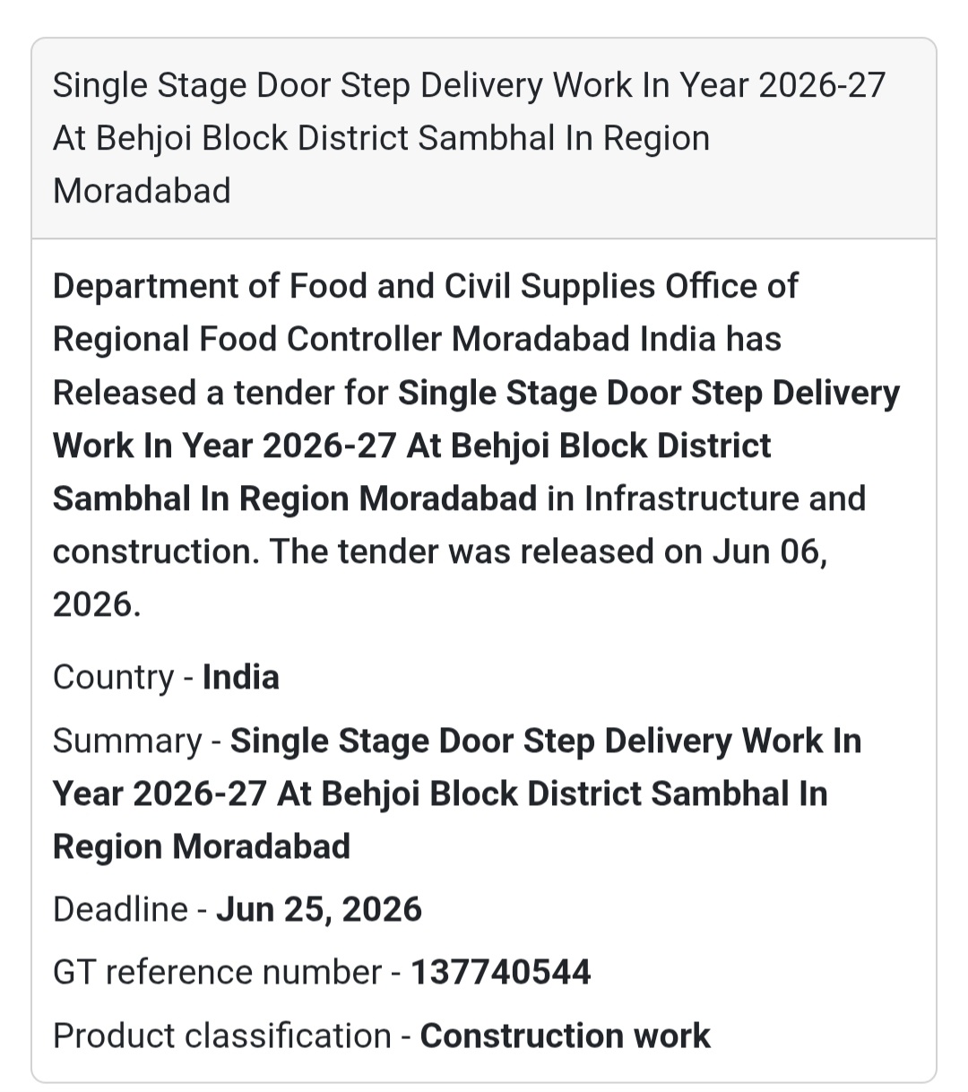 🚚 Sambhal, Uttar Pradesh | Single Stage Door Step Delivery Work