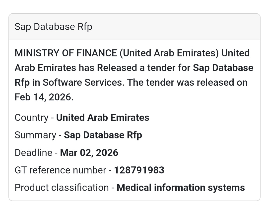 🗄️ SAP Database RFP – UAE