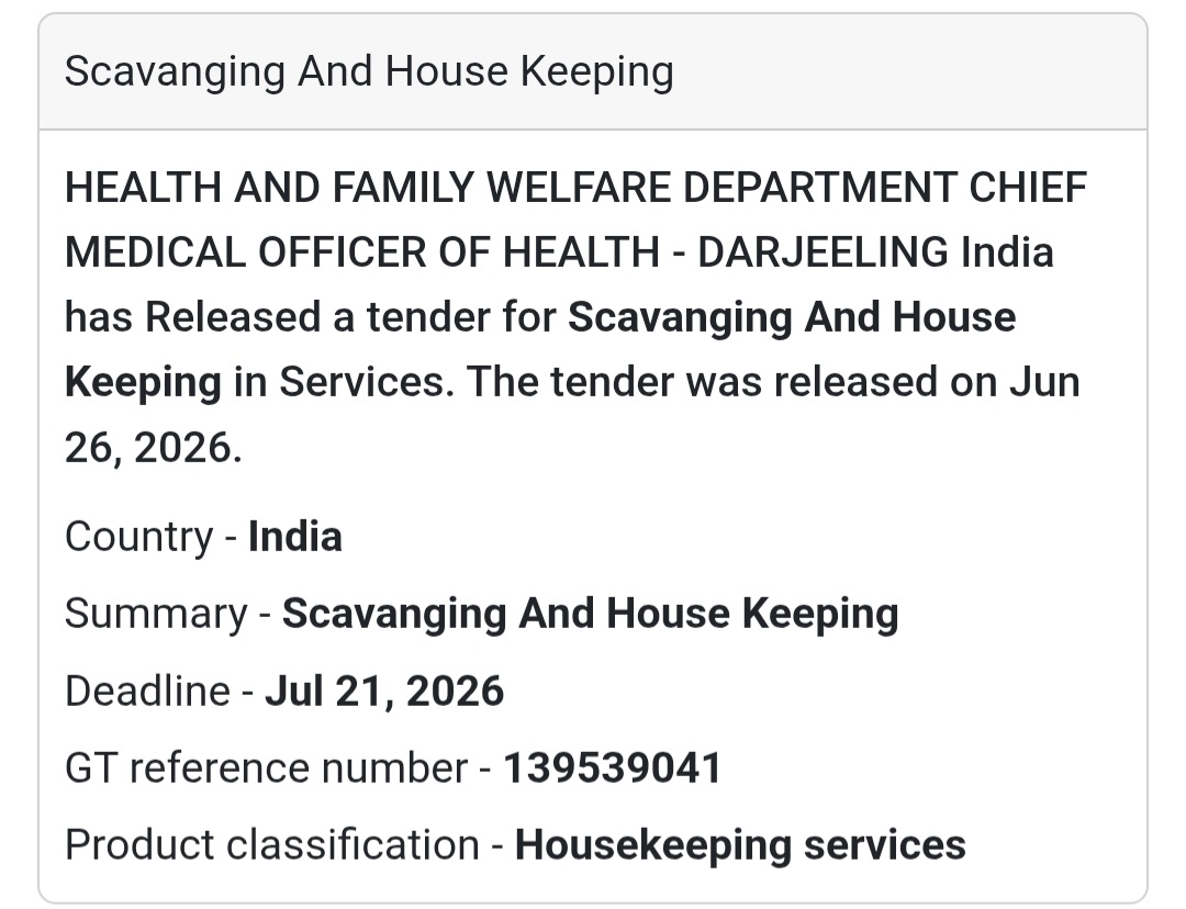 Scavenging & Housekeeping Services – Darjeeling, West Bengal