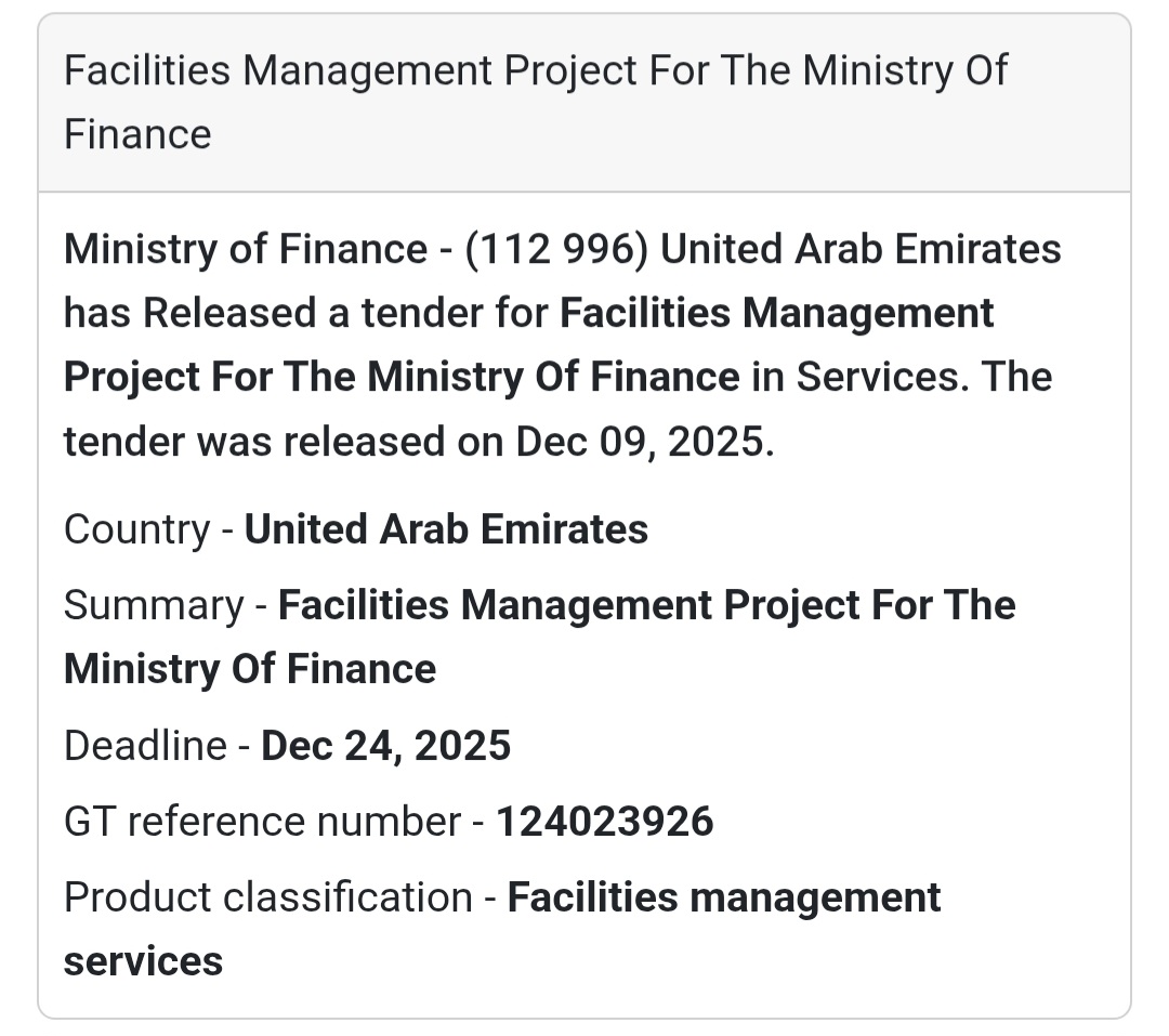 📢 Service Tender Alert – UAE 🇦🇪