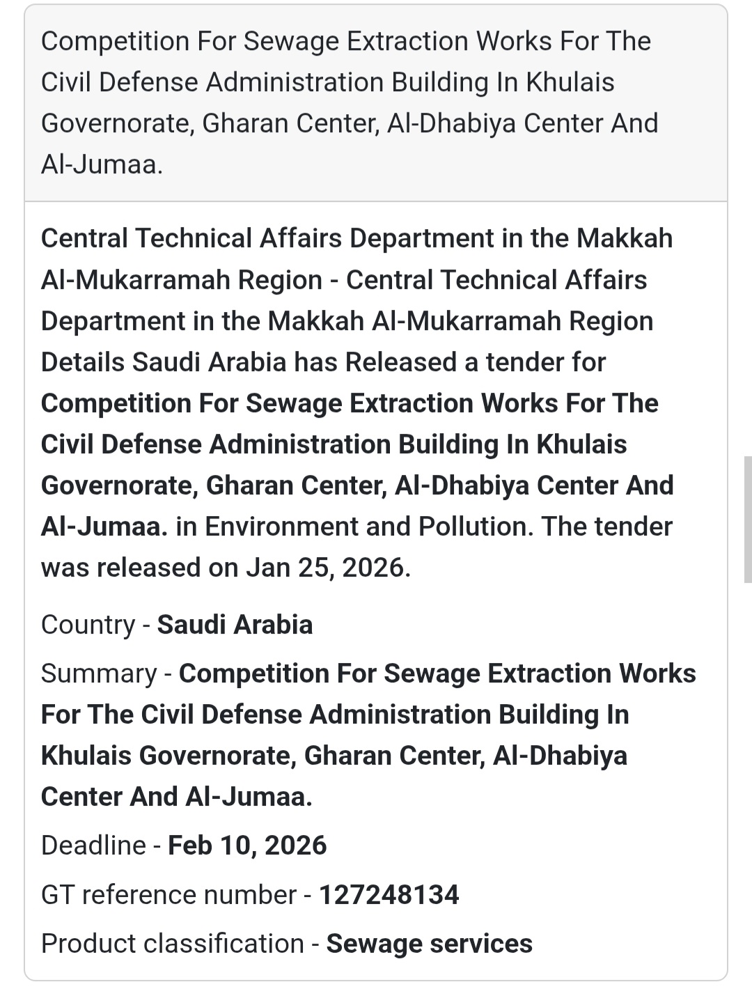 🚧 Sewage Extraction Works – Makkah Region