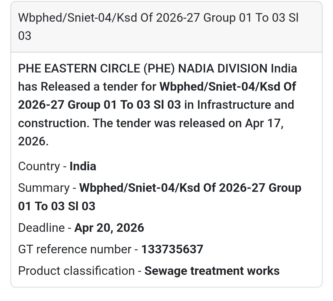 🚰 Sewage Treatment Work – Nadia (WB)