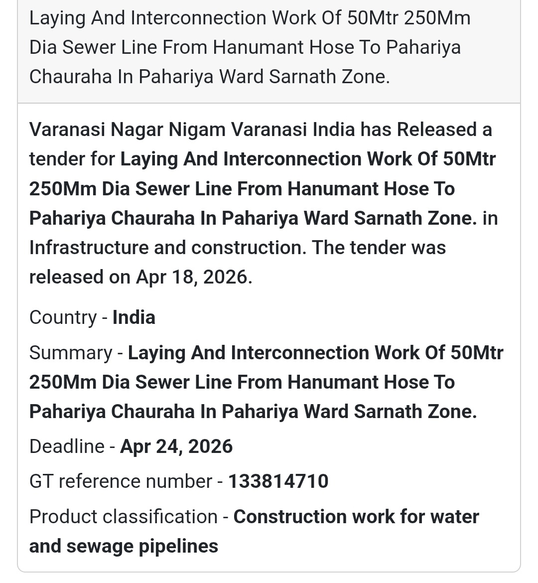 🚰 Sewer Line Work – Varanasi