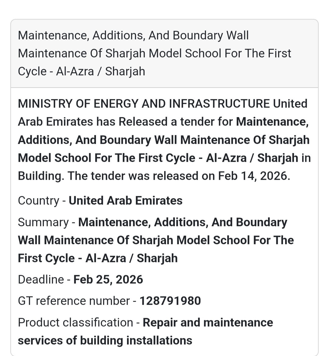 🏫 Sharjah Model School Maintenance – UAE