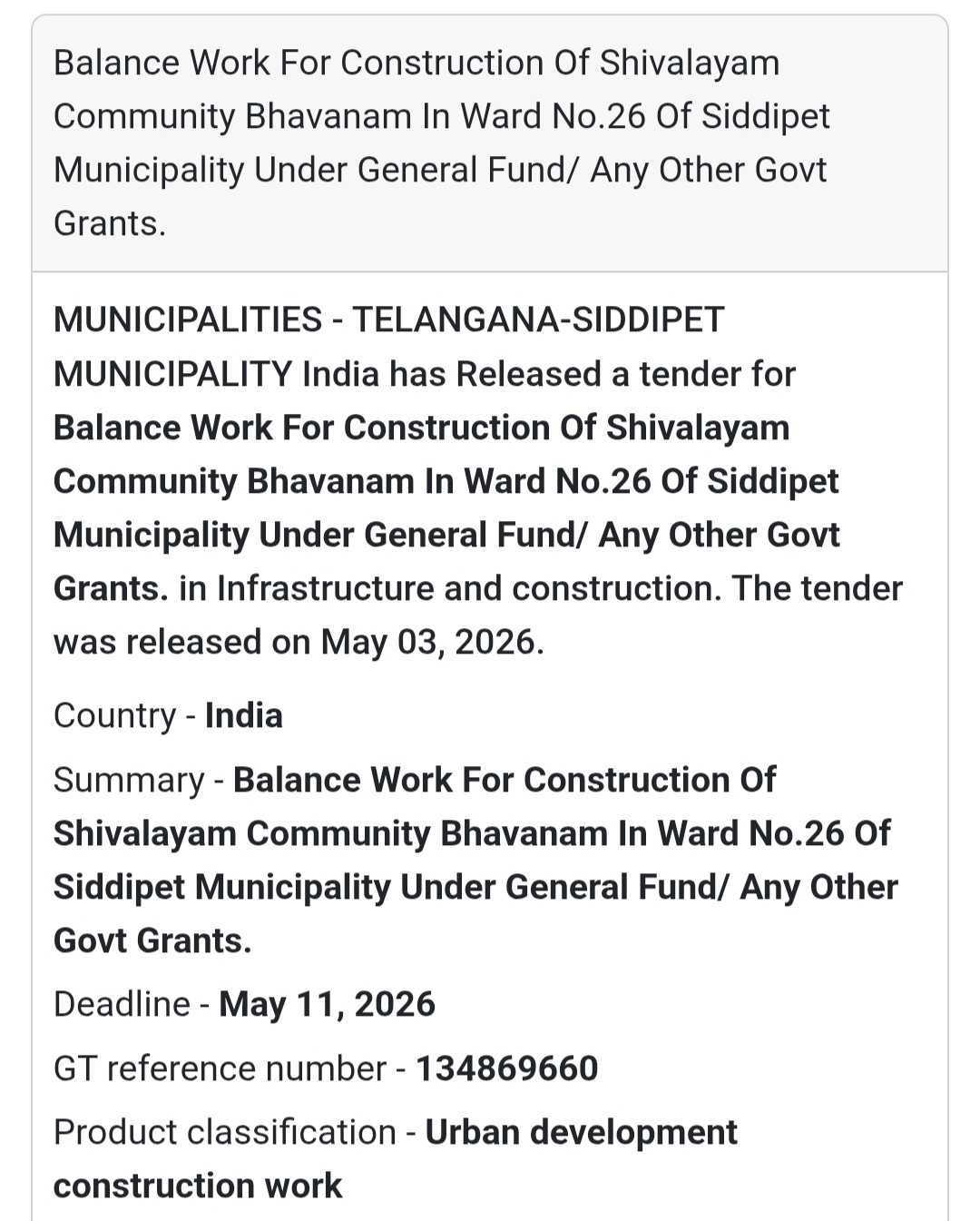 Siddipet Municipality (Telangana)