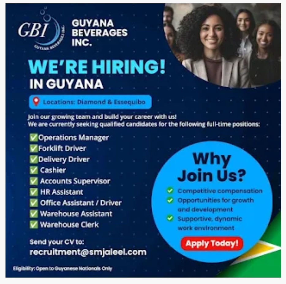 🌎 SM Jaleel & Company Ltd – We’re Hiring in Guyana! 🇬🇾