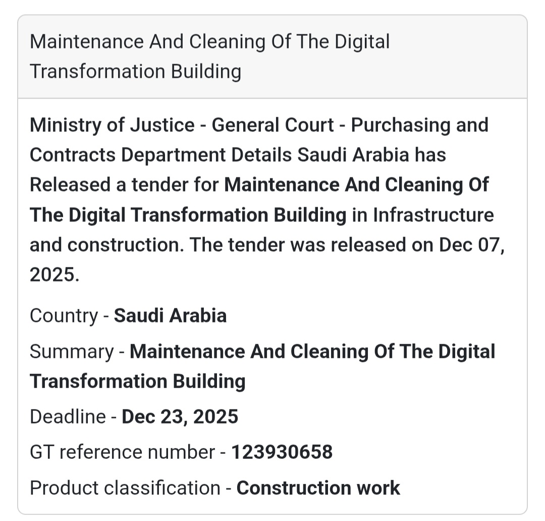 🚨 Urgent Tender Alert – Saudi Arabia 🇸🇦
