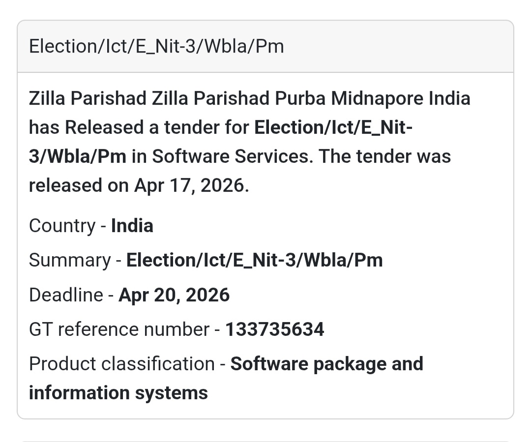 💻 Software / IT Work – Purba Midnapore Election-related software services (E_Nit-