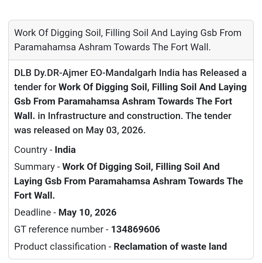 🚧 Soil Work & GSB Laying Tender – Mandalgarh (Ajmer)