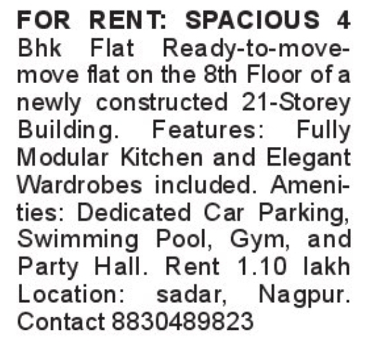 🏙️ Spacious 4 BHK Flat for Rent