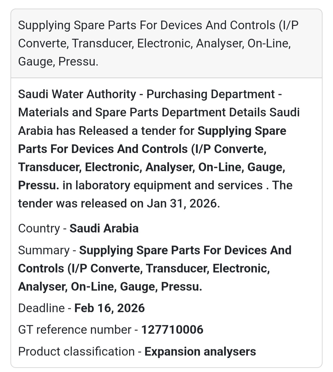 🧪 Spare Parts for Devices & Controls